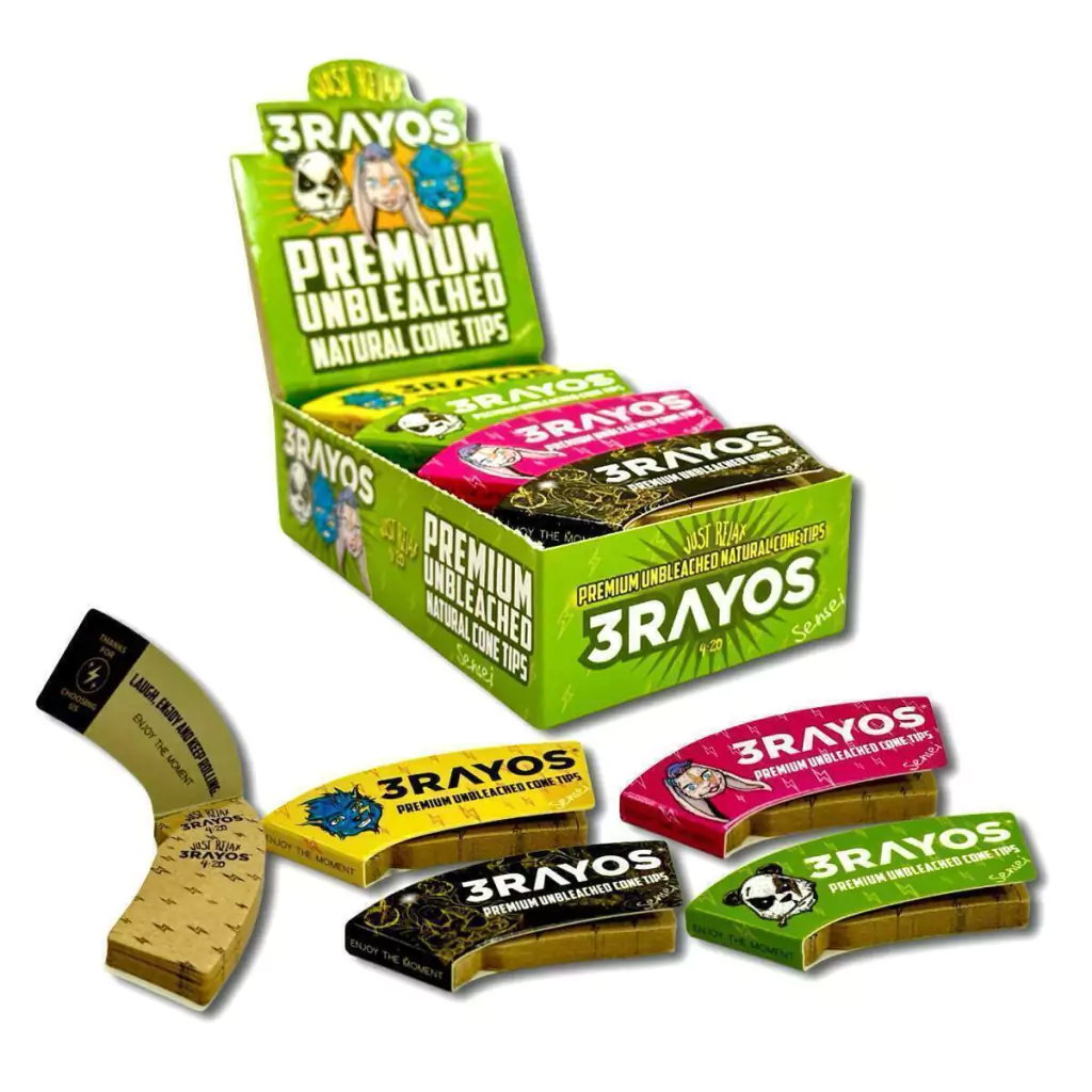 3 RAYOS FILTROS PREMIUM UNBLEACHED NATURAL CONE TIPS *20unid de 32 cod250170