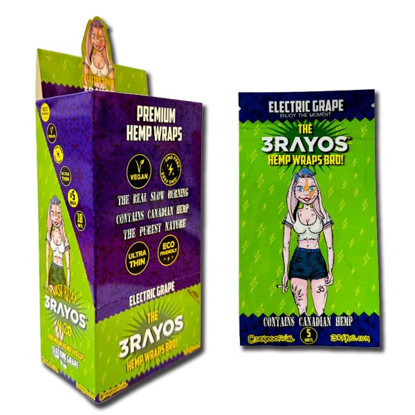 3 RAYOS HEMP WRAP ELECTRIC GRAPE *18 UNID.